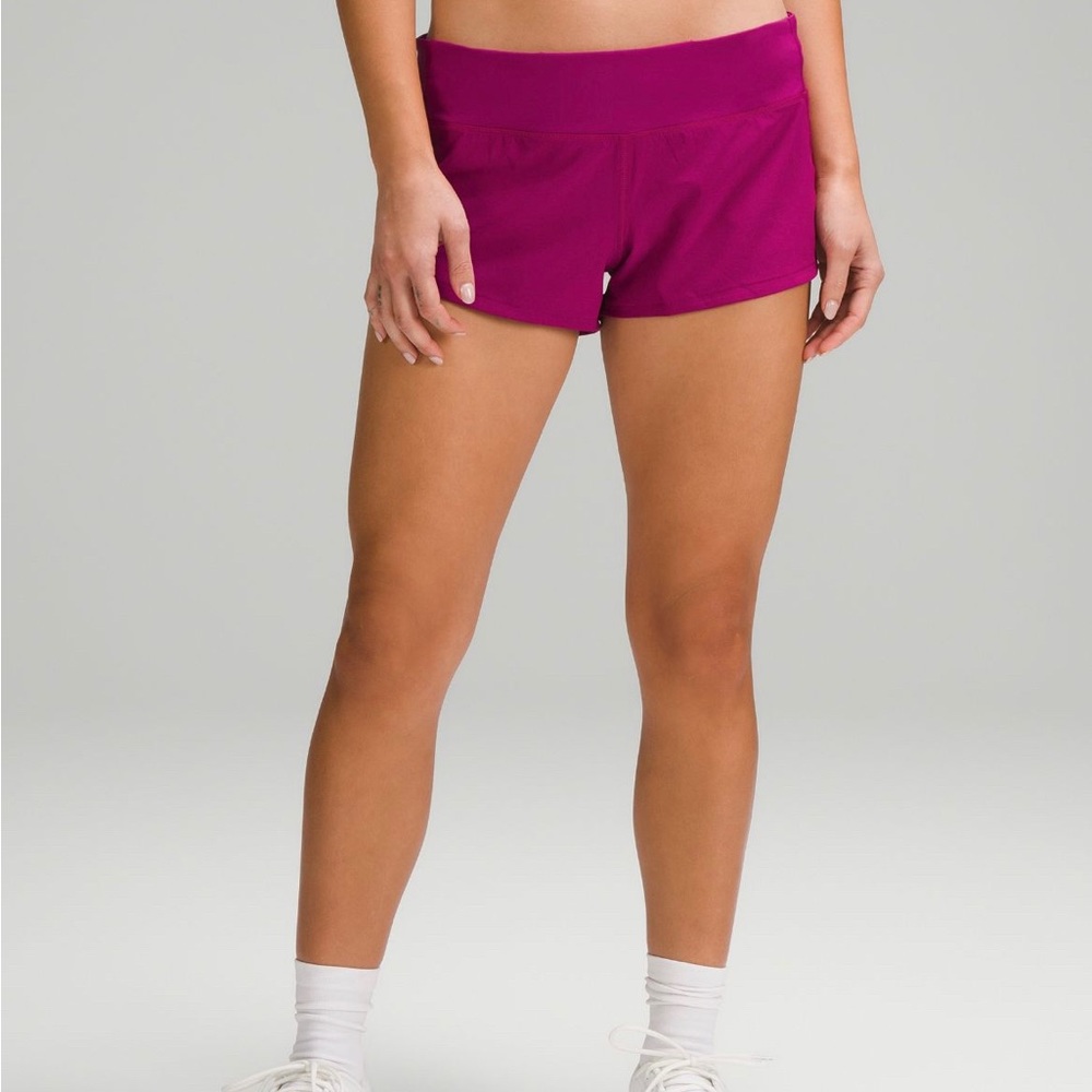 Lululemon Speed Up Shorts - Low Rise 2.5” inseam in Magenta Purple.